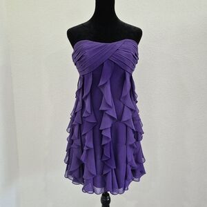 David's Bridal Size S Strapless Ruffled Dress in Purple